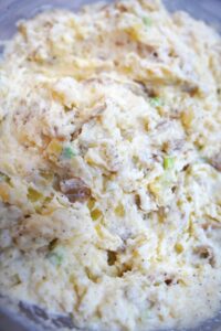 Delicious close up photo of southern mashed potatoes.