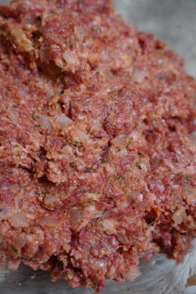 Meatloaf ingredients mixed